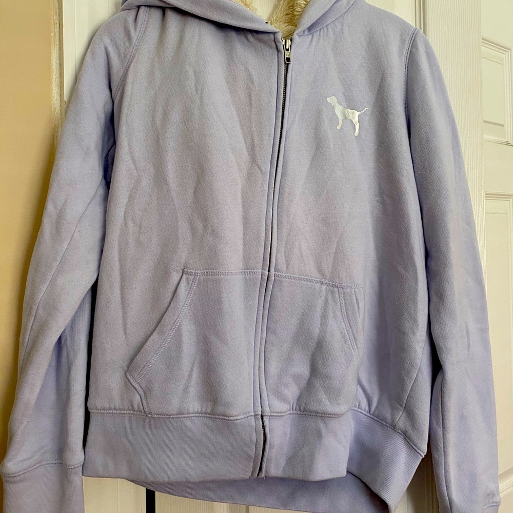 Pink zip up fur jacket